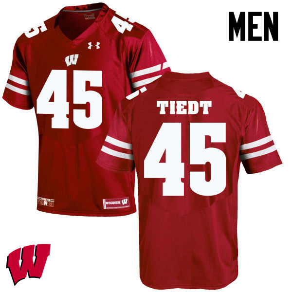 Men Winsconsin Badgers #45 Hegeman Tiedt College Football Jerseys-Red